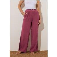 Long Tall Sally Women's Tall Acid Wash Wide Leg Trousers in Red | Size: 10L