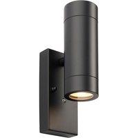 Netlighting Palin Outdoor Up Down Wall Lamp Matt Black Paint & Clear Glass IP44