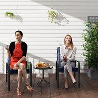 OUTSUNNY 3-Piece Recliner Garden Chairs & Tempered Glass Table Set in Blue