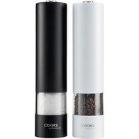 Cooks Professional Electric Salt & Pepper Mill Set Stainless Steel Automatic Grinder