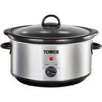 Tower 3.5L Slow Cooker, T16039Y, Stainless Steel in Silver | Size: A