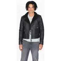 Bolongaro Trevor Men's Real Leather Shearling Biker in Black | Size: Medium