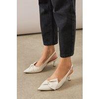 Wallis Women's Vitalia Bow Detail Slingback Pointed Medium Heel Court Shoes in Bone | Size: 4