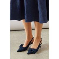 Wallis Women's Vitalia Bow Detail Slingback Pointed Medium Heel Court Shoes in Navy | Size: 3