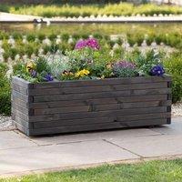 Primrose Raised Wooden Pine Flower Bed Trough Planter Treated Timber Grey 140cm