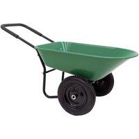 Oypla Heavy Duty Two Wheeled Garden Wheelbarrow in Green