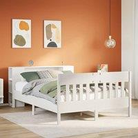 Bookcase Bed without Mattress White 160x200cm Solid Wood Pine
