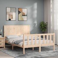 Berkfield Home Bed Frame with Headboard 140x200 cm Solid Wood in Brown