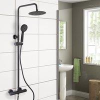 Nes Home Black Regent Round Exposed Thermostatic Shower Mixer Slider Rail Kit