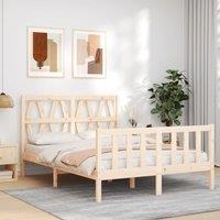 Berkfield Home Bed Frame with Headboard 140x200 cm Solid Wood in Brown
