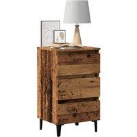 Berkfield Home Bed Cabinet with Metal Legs Old Wood 40x35x69 cm in Brown | Size: 40 x 35 x 69 cm