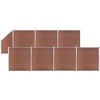 Berkfield Home WPC Fence Set 7 Square + 1 Slanted 1311x186 cm Brown