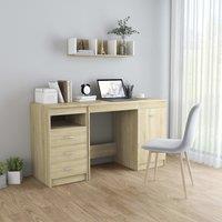 Berkfield Home Desk Sonoma Oak 140x50x76 cm Engineered Wood in Brown | Size: 140 x 50 x 76 cm