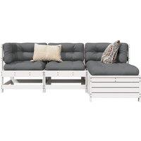 4 Piece Garden Sofa Set White Solid Wood Pine