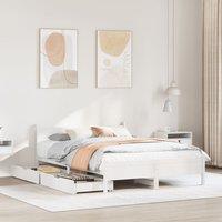 Bed Frame without Mattress White 135x190 cm Double Solid Wood Pine
