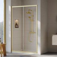 Balterley 6mm Glass Sliding Shower Door 1900 x 1200mm Brushed Brass in Metallics