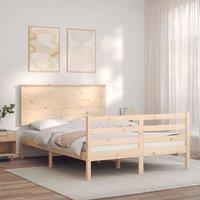 Berkfield Home Bed Frame with Headboard 140x200 cm Solid Wood in Brown