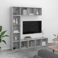 Berkfield Home 3 Piece Book/TV Cabinet Set Grey Sonoma 180x30x180 cm | Size: 180 x 30 x 180 cm