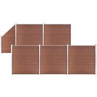 WPC Fence Set 5 Square + 1 Slanted 965x186 cm Brown