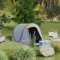 OUTSUNNY Pop up Camping Tent for 2 Man, 2000mm Waterproof with Carry Bag in Grey