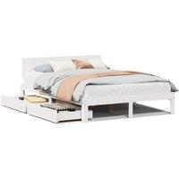 Bed Frame with Drawers without Mattress White 140x190 cm