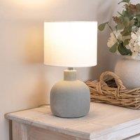 ValueLights Chelsea Natural Linen Shade Hand Finished Sandblast Ceramic Table Lamp in Grey