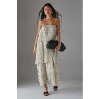 Petite Chiffon Pleated Tier Strappy Midi Dress