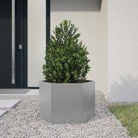 Berkfield Home Garden Planter Hexagon 69x60x45 cm Galvanized Steel in Silver | Size: 69 x 60 x 45 cm