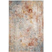 Kukoon Beige Blue Multicolour Distressed Abstract Area Rug | Size: 80 cm x 150 cm