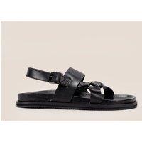 Oswin Hyde Men's Saxon Brown Leather Sandals in Black | Size: 8