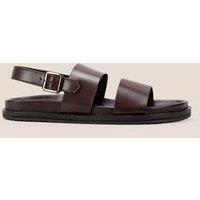 Oswin Hyde Men's Antonio Brown Leather Sandals in Dark Brown | Size: 10