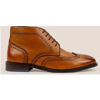 Oswin Hyde Men's Watson Leather Lace-up Brogue Boots in Tan | Size: 11