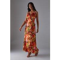 Satin Crinkle Ruffle Maxi Sundress
