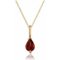 Gemondo Women's Classic Pear Garnet Pendant in 9ct Yellow Gold in Red | Size: 18 inches