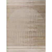 Livabliss Floransa-Geometric Grey Ivory Brown Modern Living Dining Bedroom Rug in Light Brown | Size: 80 cm x 220 cm