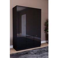 Home Discount Vida Designs Glinton 3 Door 2 Drawer High Gloss Wardrobe Storage Bedroom Furniture in Black