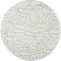 ALLIE Round Shaggy Geometric Plush Pile Area Rug