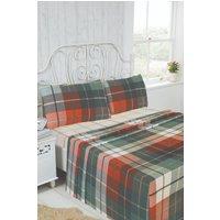 Rapport Home Lomond Brushed Cotton Check Luxury Flannelette Complete Sheet Set in Terracotta | Size: Double