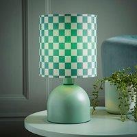 ValueLights Mileys Green Checkerboard Drum Lamp Shade Moss Green Table Lamp
