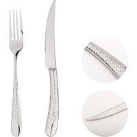 Glim & Glam Steak Cutlery Set Knife Fork Stainless Steel 18/8 Catering Palace 8pc Set in Silver
