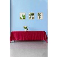 Neel Blue Rectangular Damask Table Cloth, Branch Swirl Pattern Dinner Table Cover in Red