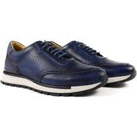 The Wolf Men's Canary Wharf Leather Smart Trainers in Navy | Size: 8