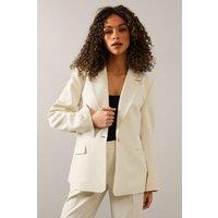 Wallis Women's Linen Mix Wrap Detail Blazer in Cream | Size: 16