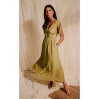 Little Mistress Women's Lime Linen Midaxi Dress in Green | Size: 14