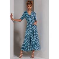 Jolie Moi Women's Bree Half Sleeve Jersey Maxi Dress in Green | Size: 8