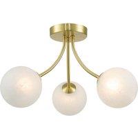 Happy Homewares Modern Designer Satin Gold Ceiling Light with Alabaster Globe Glass Shades