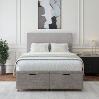 Bedmaster Luxury Velvet Ottoman Divan Base & Plain Headboard in Light Grey | Size: Super King
