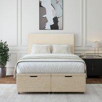 Bedmaster Luxury Velvet Ottoman Divan Base & Plain Headboard in Natural | Size: Super King