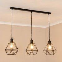 ValueLights Diablo Geometric Shade 3 Drop Bar Black Diner Ceiling Pendant Light
