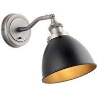 Netlighting Franklin Metal Wall Lamp Aged Pewter Plate Matt Black Paint in Grey